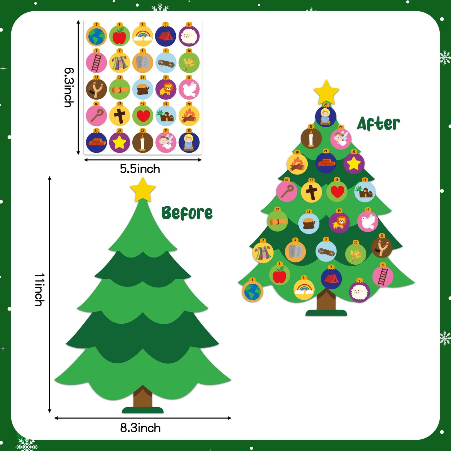 Haooryx Christmas Diy Advent Crafts - 24-Piece Jesse Tree Christmas Diy Advent Calendar Self-Adhesive Sticker Christian Religious Countdown To Calendar Jesse Tree Christian Winter Xmas New Year Gifts