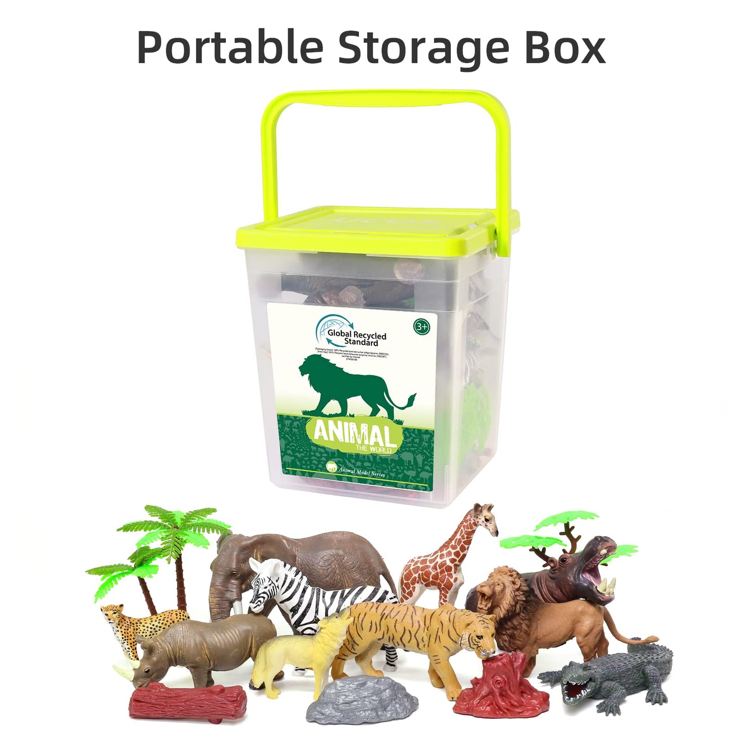 Biwase Safari Zoo Animals Figures Toys For Kids 3-5,Realistic Animal Figurines Playset With Fence For Toddlers, 22 Pcs African W