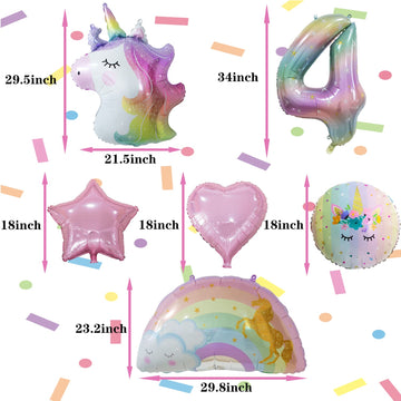 Unicorn Balloons Unicorn Birthday Party Decorations For Girls With Heart Star Rainbow Balloons Wedding Baby Shower Unicorn Party Supplies (Number 4)