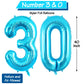 40 Inch Blue 30 Number Balloons, Jumbo Foil Balloons For 30Th Birthday Party Decorations Supplies / 30Th Anniversary Event