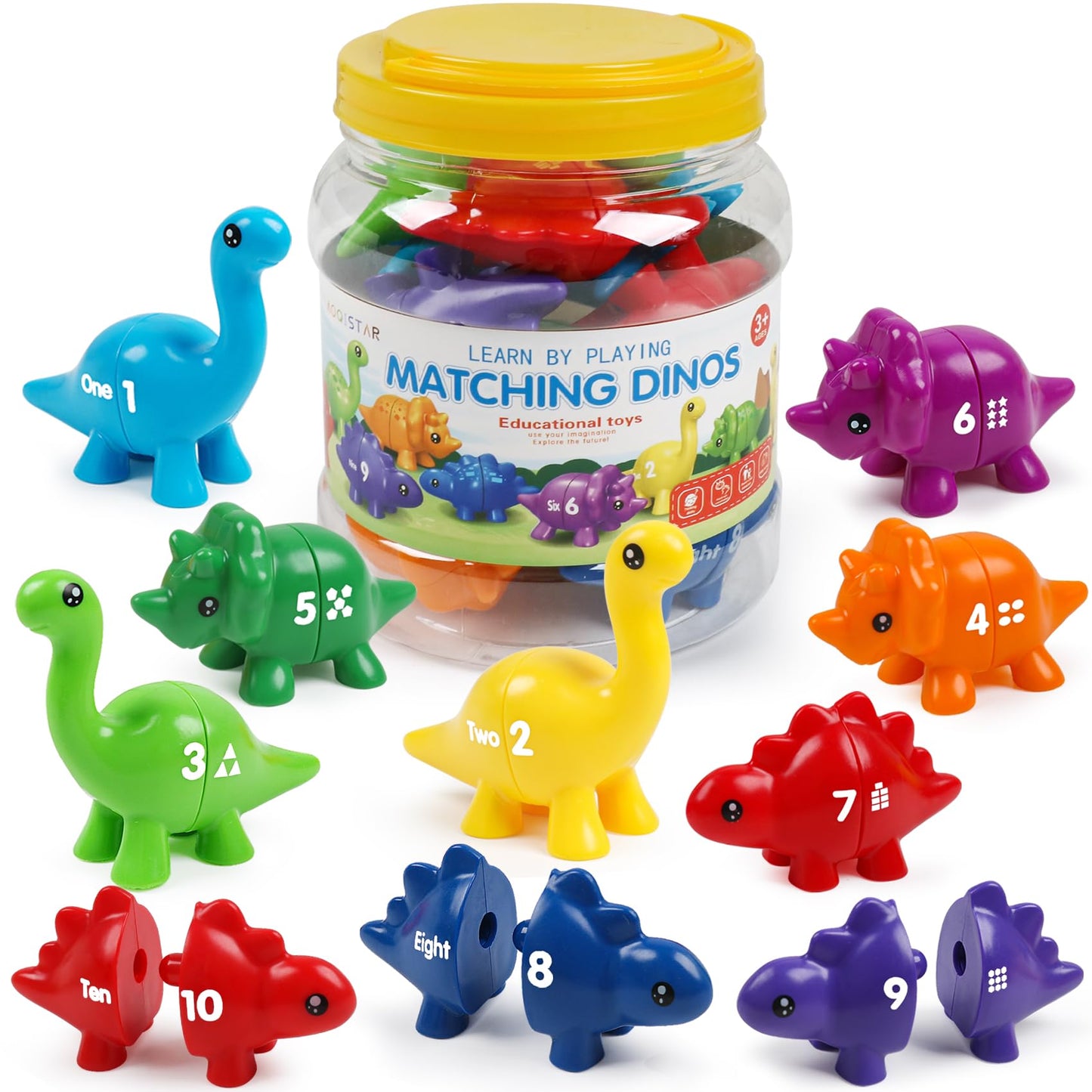 Montessori Numbers Sorting & Matching Sensory Toy, Double-Sided Patterns And Numbers Match Game 1-10 Recognition, Homeschooling 
