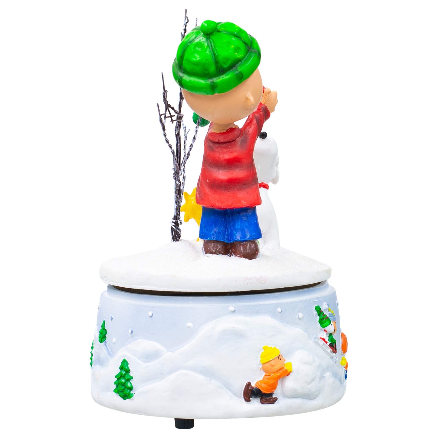 Charlie Brown And Snoopy Snowy White Glitter 7 X 5 Resin Holiday Musical Figurine
