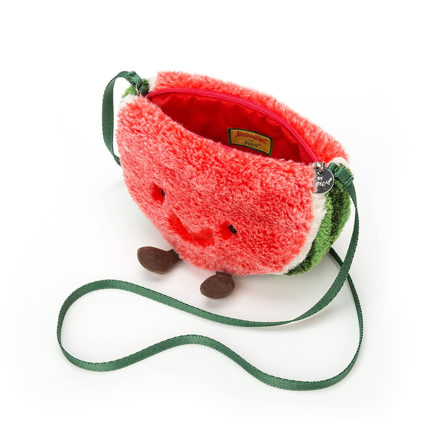 Jellycat Watermelon Plush Bag - 8.5 Crossbody & Shoulder Purse - Unique Fun Handbag for Kids and Adults