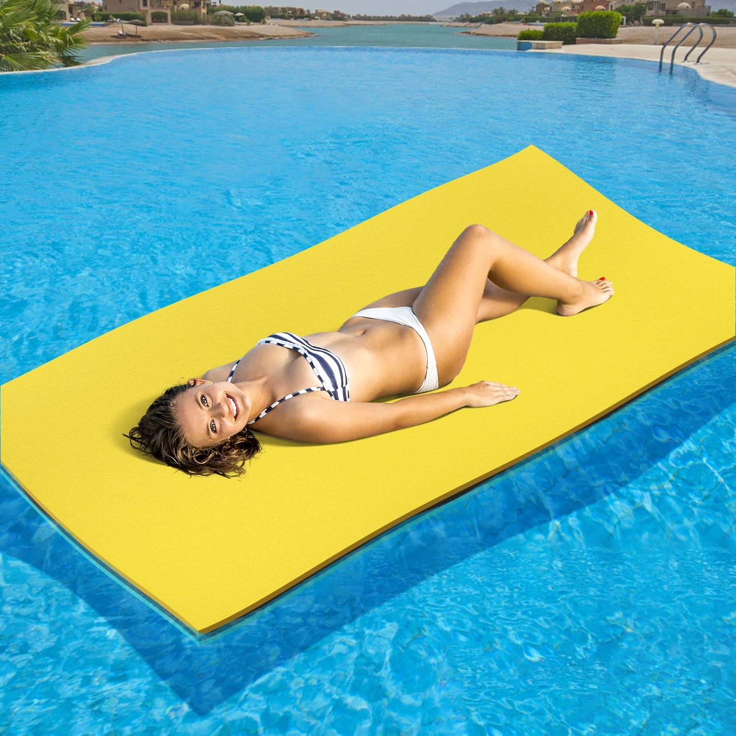 6x3FT Lily Pad Floating Mat, Floating Water Mat for Lake, 3 Layers Tear-Resistant XPE Foam Portable Lily Pad Float for Adults an