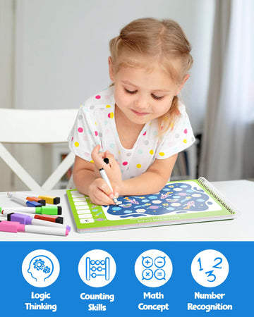 Coogam Math Learning Game for Kids Age 3-8, Number Tracing Handwriting Practice Workbook, Math Addition and Subtraction, Montess