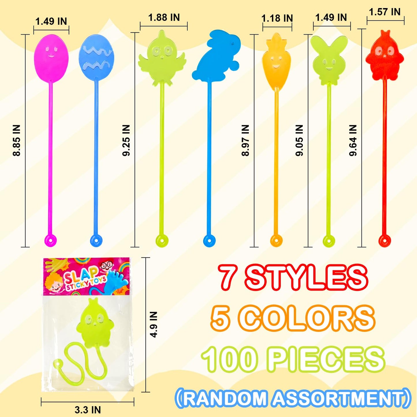 100 Pack Bulk Easter Classroom Gifts Non Candy Goodie Bags Pinata Easter Eggs Basket Stuffers Fillers for Kids, Easter Sticky Ha