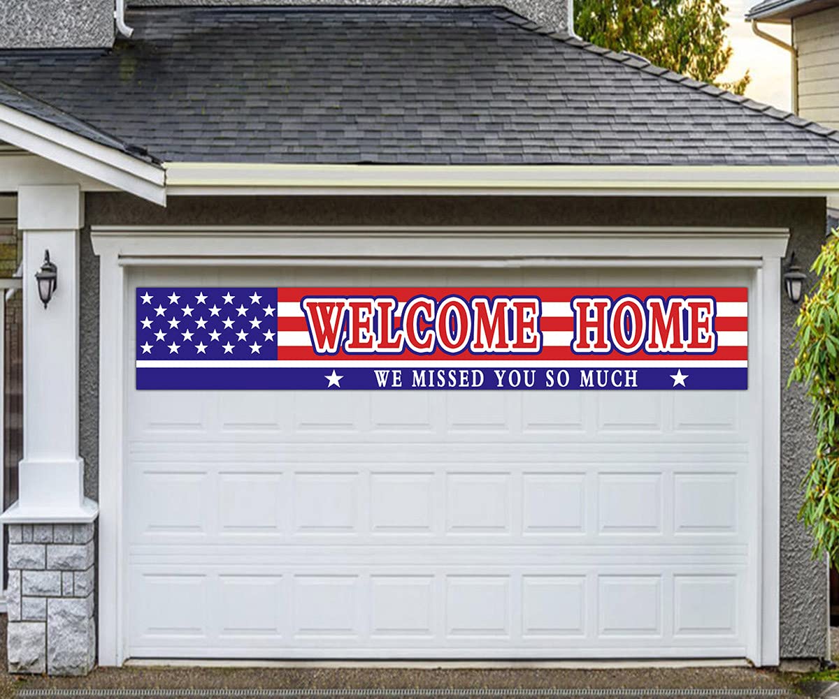 Large Welcome Home Banner, Deployment Returning Party Supplies Military Army Homecoming Party Decorations Sweet Home Decor (9.8