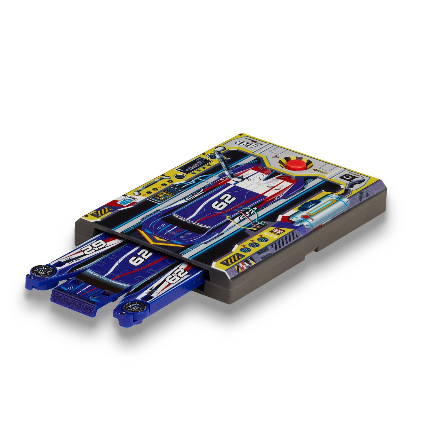 FLAT 2 FAST Blue 62 Card Racer - Pocket-Sized Racecar Toy for Ages 5+ | Load, Launch, Race | Medium Size