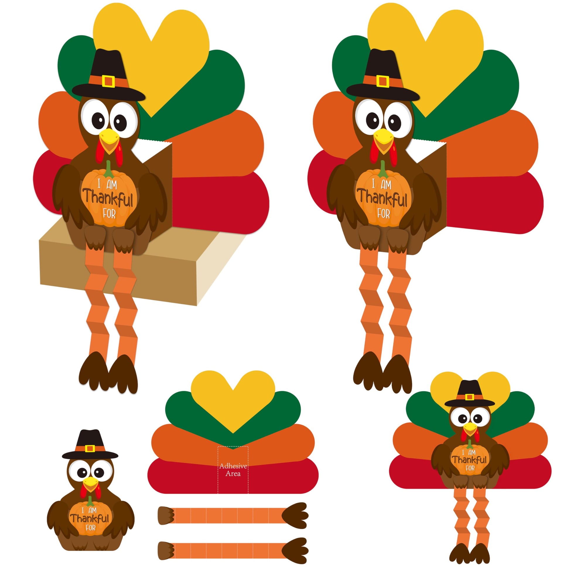 WATINC Thanksgiving Turkey Craft Kit, DIY 3D Thankful Turkey Assembly Kit for Kids Classroom, Autumn Party Favors Fall Harvest H