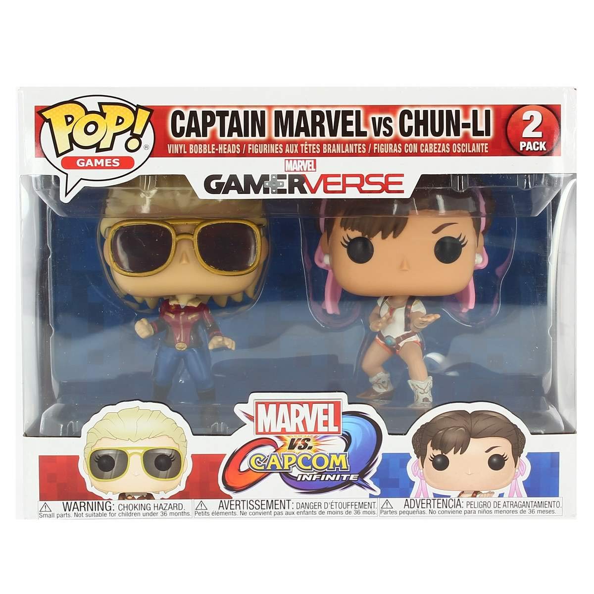 Funko POP! Marvel Vs Capcom Captain Marvel & Chun-Li Collectible Figure, 3.75" Vinyl, Brown/a, Model 22767