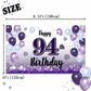 LASKYER Happy 94th Birthday Decorations,94th Purple Balloon Large Birthday Banner Backdrop Sign,94 Years Old Bday Party Supplies