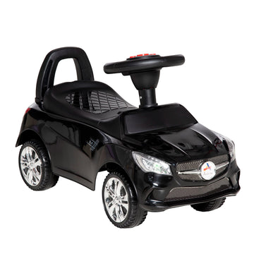 Aosom Kids Ride On Push Car, Foot-To-Floor Walking Sliding Toy Car For Toddler With Working Horn, Music, Headlights And Storage, Black