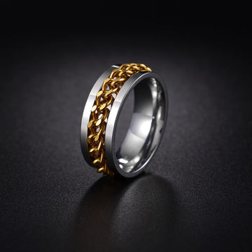 Udolfly Mens Fidget Rings Anxiety Rings For Men Womens Chain Spinner Rings For Adults Titanium Steel Ring Chain Gold Size 12