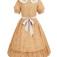 Nuoqi Prairie Dresses For Girls, Yellow Laura Ingalls Wilder Costume Pioneer Colonial Dress With Apron, 8-9