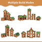 Wondertoys 328 Pcs Wooden Logs Set Ages 3+, Classic Building Log Toys For Kids, Creative Construction Engineering Educational Gi