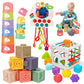 Montessori Baby Toys 6-12-18 Months, Infant Pull String Stacking Cups Shape Sorter Blocks Toy 6 7 8 9 10 11 12 M+ Sensory Development Learning Toy 6-9 9-12 Months Birthday Gift For 1 Year Old Boy Girl
