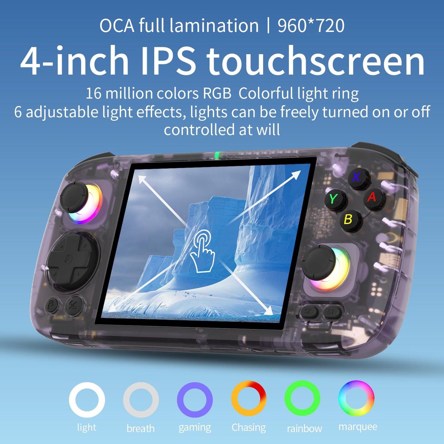 Rg 406H Retro Handheld Game Console With 4-Inch Ips Screen Rgb Lighting Rg 406H Retro Handheld Gaming Console With 4783 Preinsta