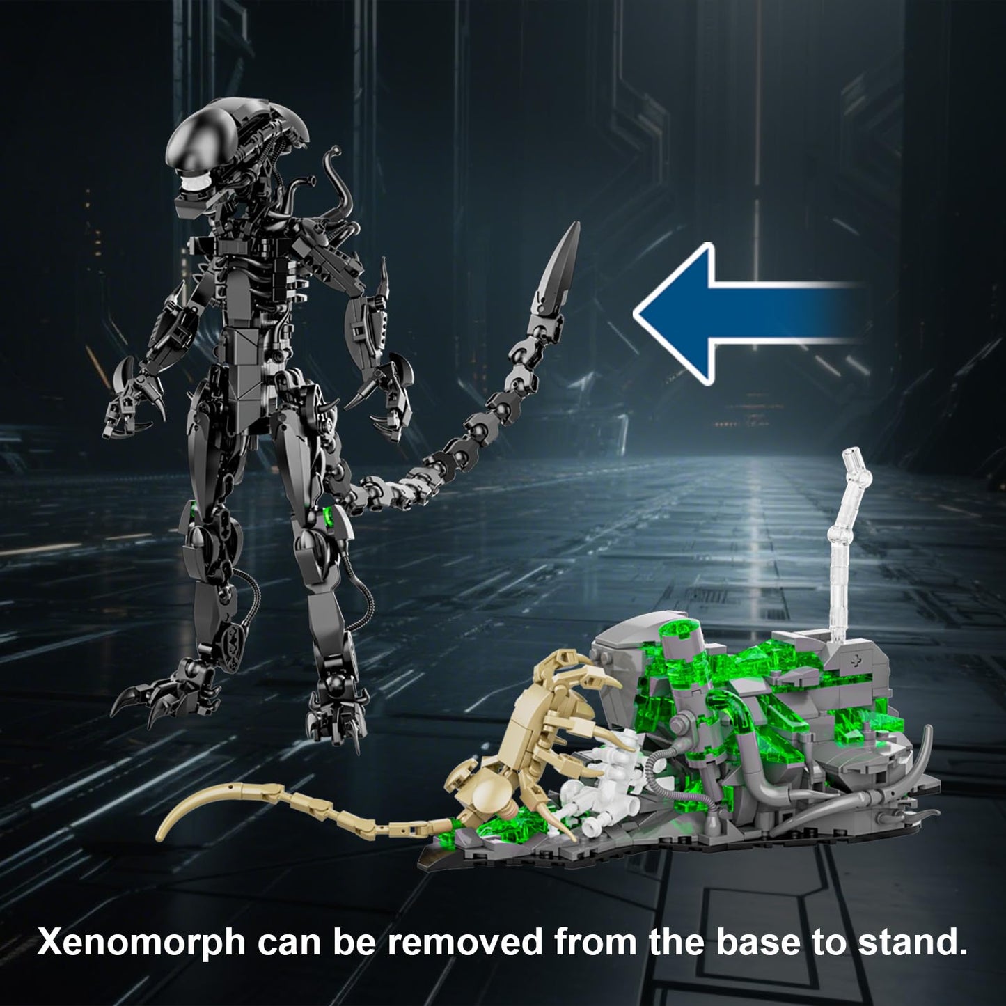 Xenomorph Action Figure Building Set Compatible with Lego Set for mature-themed Horror Gifts for Fans Birthday Christmas for Boys Girls Age 8-958 Pcs