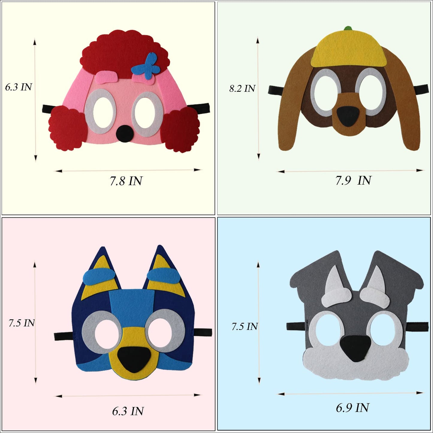 YALARY 24 Packs Blue Puppy Dog Felt Mask for Kids, Puppy Dog Themed Party Supplies Birthday Party Favors Costumes Dress-Up Masks