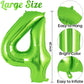 Green Number 4 Balloon 40 Inch, Big Large Foil Helium Number Balloons, Jumbo Giant Mylar Number 4 Balloons For 4 Year Old Birthd