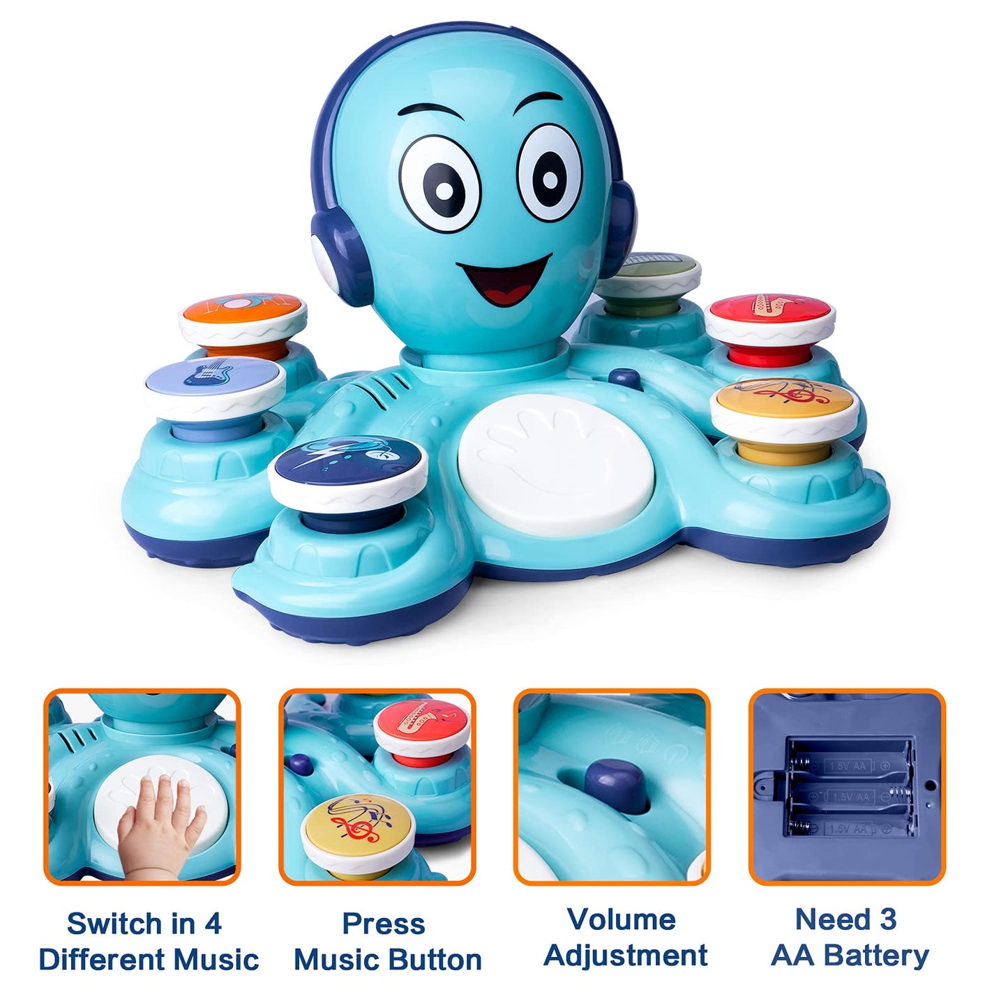 Baby Musical Toys Learning Toys For Toddlers, Octopus Music Toys, Preschooler Musical Educational Instruments Toy For Baby, Birt