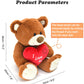 HWD 10'' Teddy Bear - Soft Plush Doll with Red Heart, Brown - Gifts for Her/Girlfriend/Mom/Kids, Model QRJ023X