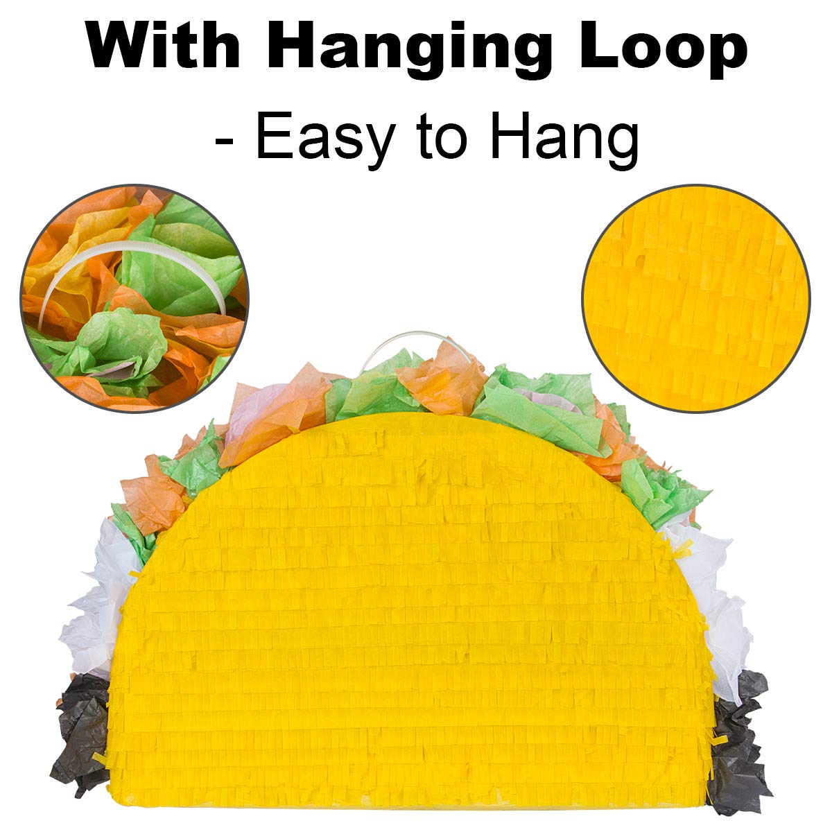 Taco Pinatas -Mexican Pinatas With Bat And Hanging Loop-Taco Pinatas For Fiestas, Cinco De Mayo Decorations, Mexican Themed Party, Girls Kids Taco Bout Parties Festival Birthday Party Favors Supplies