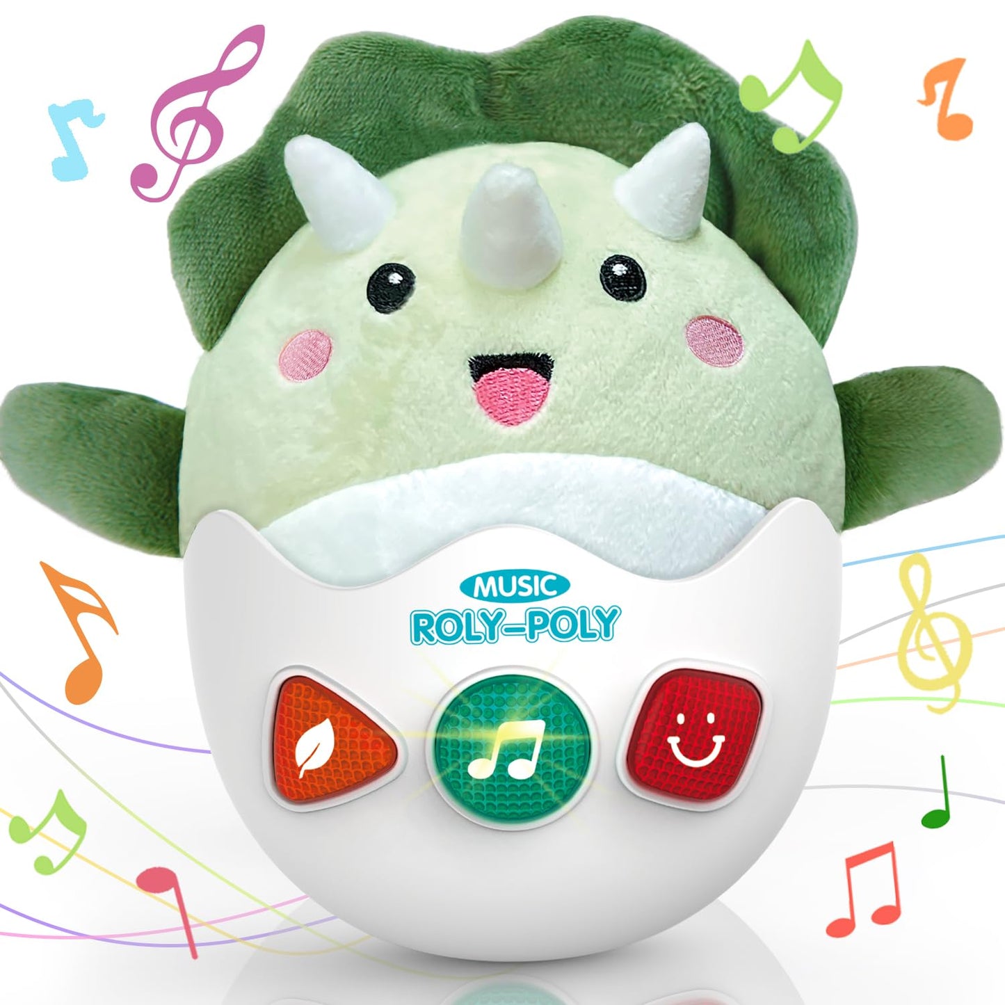 Wowohage Baby Dinosaur Toys 0-3-6-12 Months, Musical Infant Toys With Light & Sounds, Soft Plush Stuffed Animal, Newborn Boys Gi