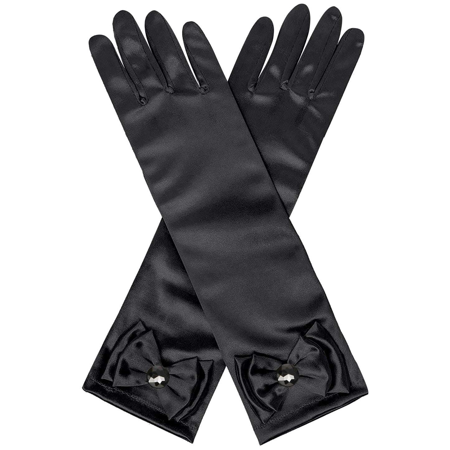 Bibuty Princess Dress Up Accessories Princess Gloves For Little Girls, Black Toddler Gloves For Girls Princess Dress Up Set, Cos