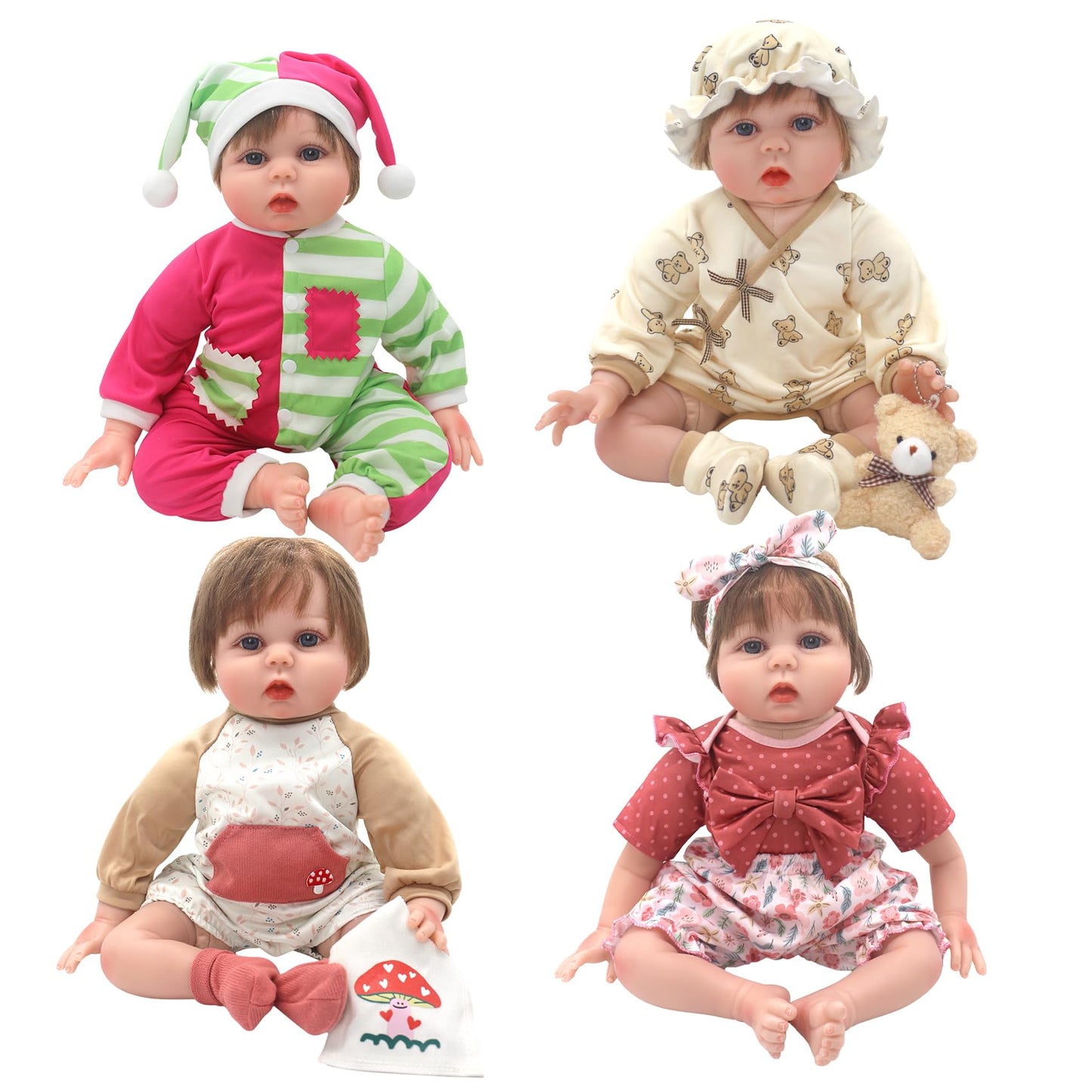 Dc-Beautiful 12 Pcs Doll Clothes Set Fit 22 Inch Reborn Baby Dolls, 4 Complete Set Outfits Accessories Includes Rompers Headband