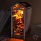 Book Nook Kit, Bookshelf Insert Decor Alley 3D Wooden Puzzle Bookshelf Insert Decorative Bookend Model Kits With Led, Diy Miniat