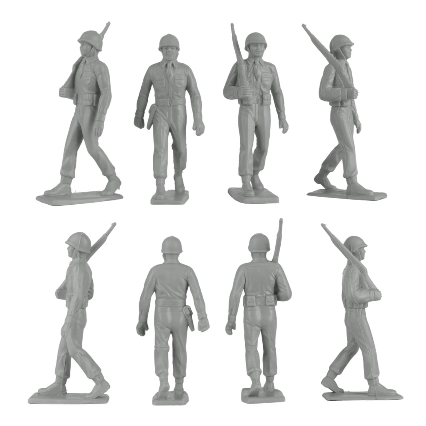 Bmc Marx Plastic Army Men Marching Us Soldiers - Gray 27Pc Ww2 Figures Made In Us
