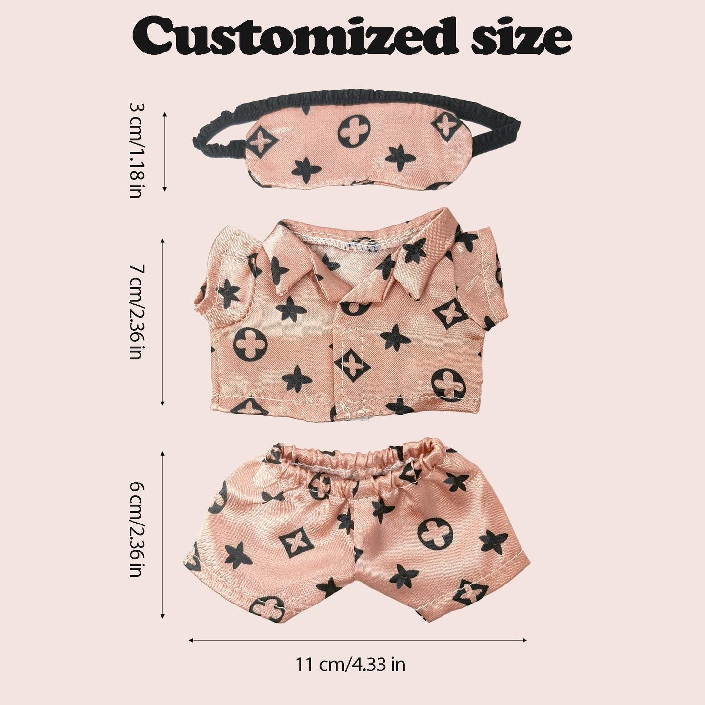 Clothes Compatible with LABUBU - Blue & White T Dress with Bow  Bracelet & Shoes | 4PCS Couture-Inspired Outfit for 8-Inch Dolls (Rosy Macaron)