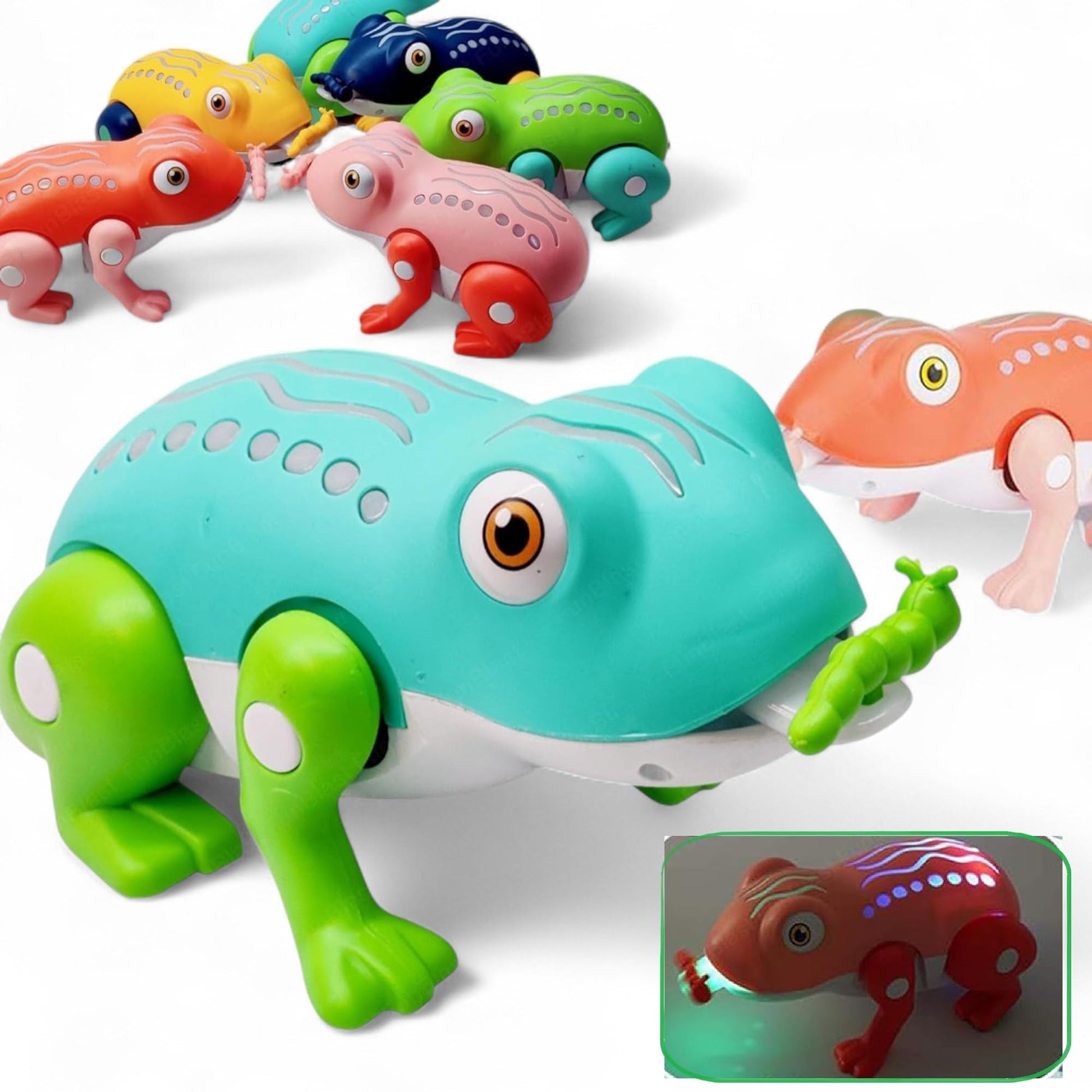 SHAKTISM Musical Jumping Funny Frog Toy, Light and Sound Effects, Dancing Action, Toung Stretch, Beat, Multicolour
