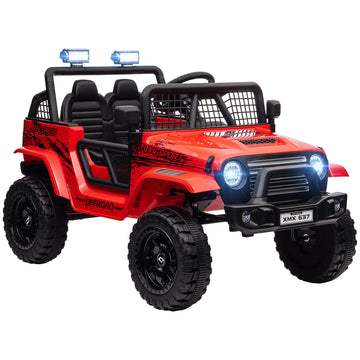 Qaba 12V Ride On Truck, Battery Powered Kids Electric Car With Parent Remote, 4 Suspension Wheels, 3 Mph Max Speed, Music, Horn 
