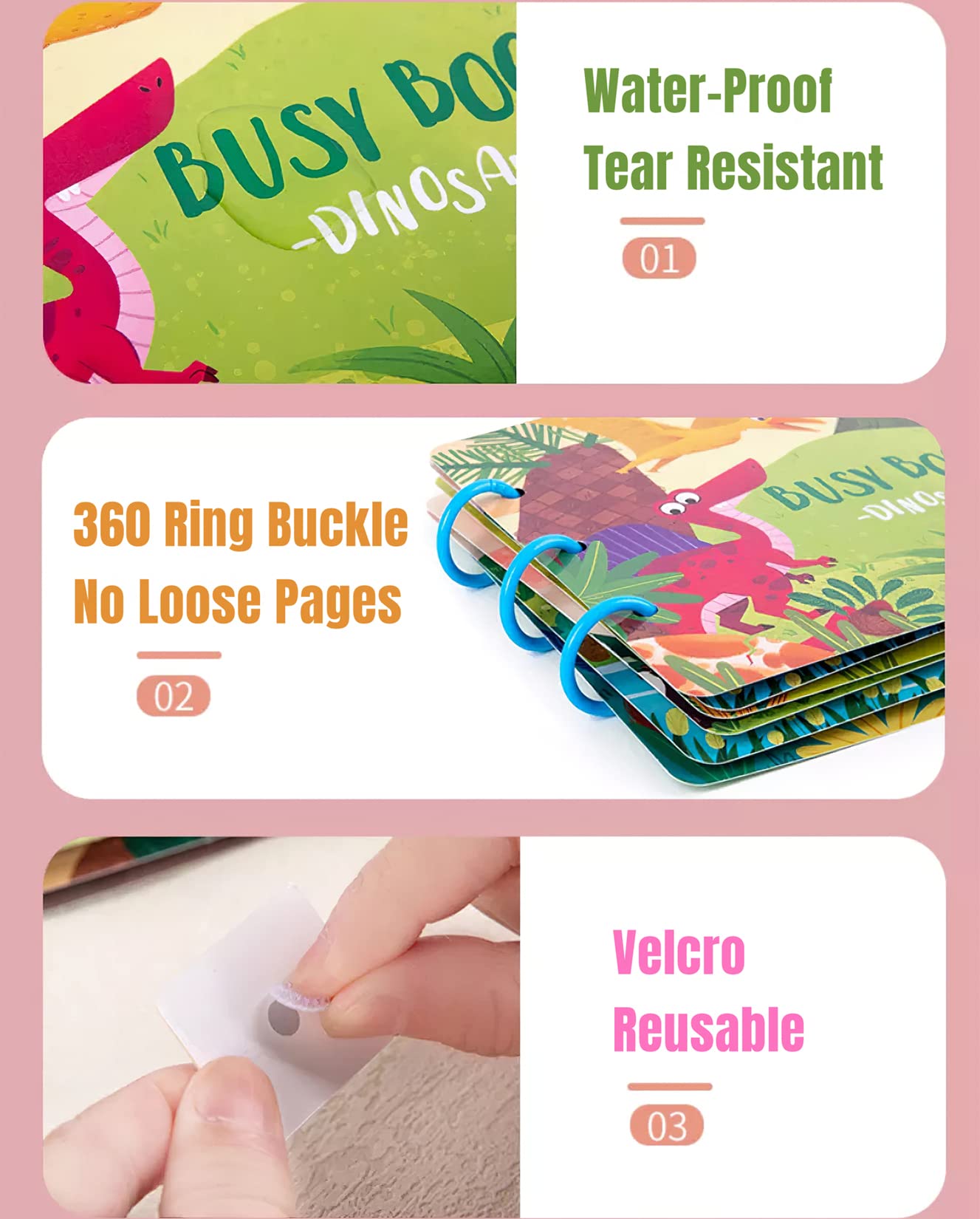 Mikneke Diy Quiet Book For Toddlers, Montessori Busy Book For Kids, Dinosaur Preschool Learning Activities Learning & Education Toys