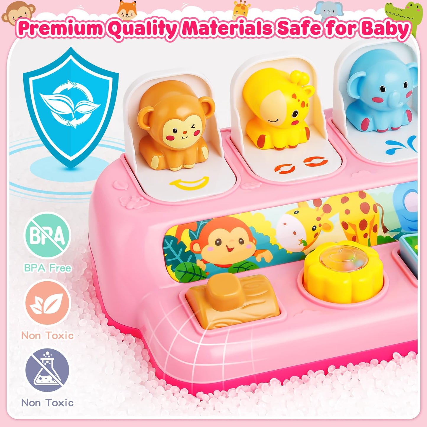Duchong Toys for 1 Year Old Girls, Interactive Pop Up Toy with Music & Light, Montessori Learning Toys for Infant Baby Toddler 9