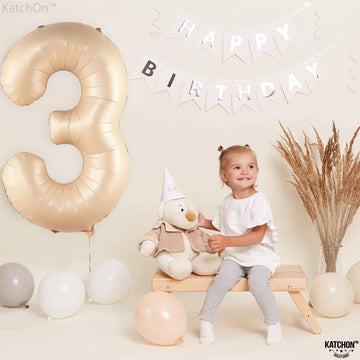 Katchon, Giant, Number 3 Balloon Caramel - 40 Inch | Number Three Balloon, 3Rd Birthday Party Decorations | 3Rd Birthday Balloon, 3Rd Birthday Decorations For Girls | 3 Year Old Birthday Decorations