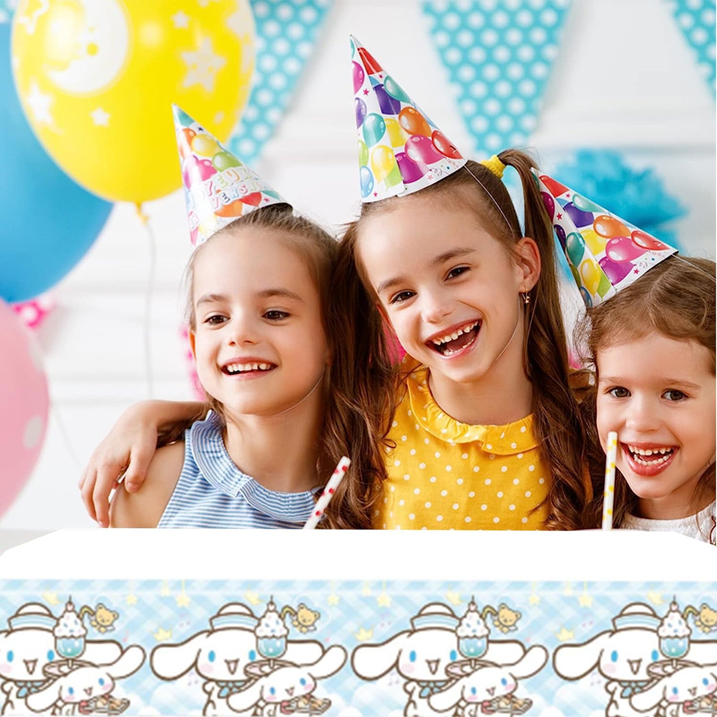 MUSNOW 2Pack Cinnamoroll Tablecloth Disposable Tablecloth Birthday Party Supplies and Decorations for Kid Boy Baby Shower Rectan