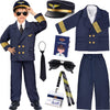 Latocos Pilot Aviator Costume For Kids Boys Girls Ages 3-12 Airline Captain Uniform Air Force Flight Suit For Career Day Dress U