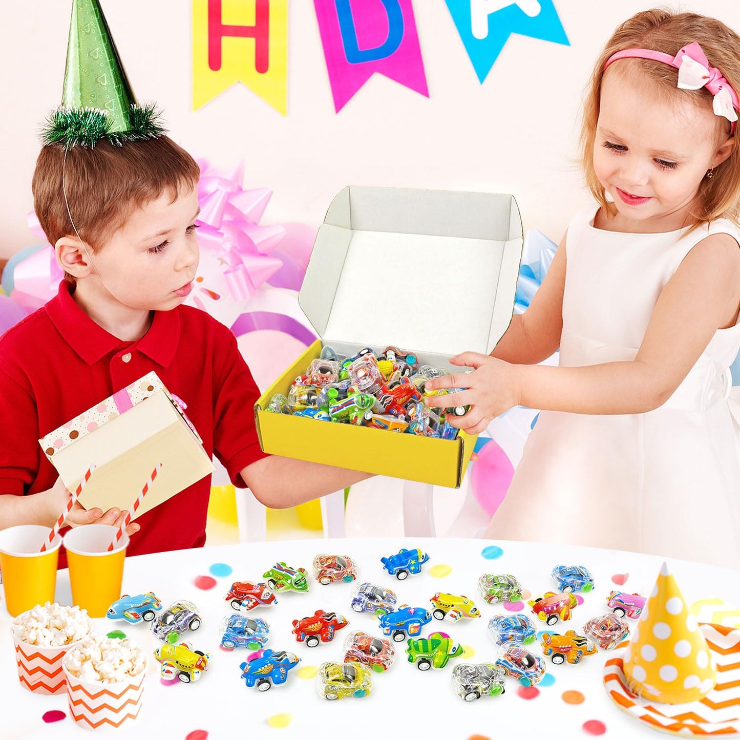 Vileafy 50 Pull Back Cars and Planes Bulk Set- Treasure Box Toys for Classroom, Party Favors for Kids 3-5,Carnival Prizes and Go