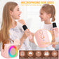 Karaoke Machine Microphone For Kids, 8-12 Years Old Girl Gift Toys Portable Bluetooth Speaker With Wireless Microphone And Led Lights, Birthday Gifts For Girls Ages 4, 5, 6, 7,9, 10 Singing Mic-Pink