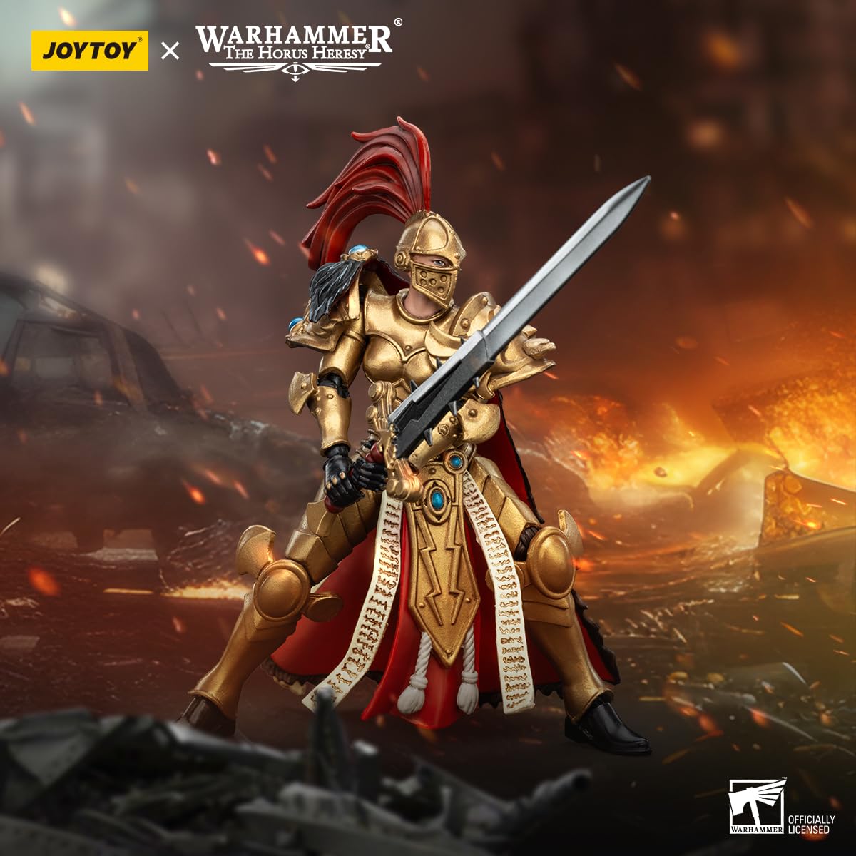 JOYTOY Warhammer Horus Heresy Sisters of Silence White Falcons Vigilator Cadre Vigilator Mistress 1:18 Scale 4.17in Action Figur