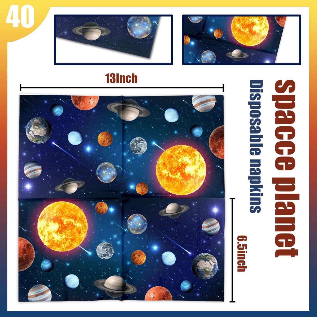 Solar System Decorations-40Pcs Space Theme Napkins Galaxy Planet Paper Napkin For Outer Space Party Supplies