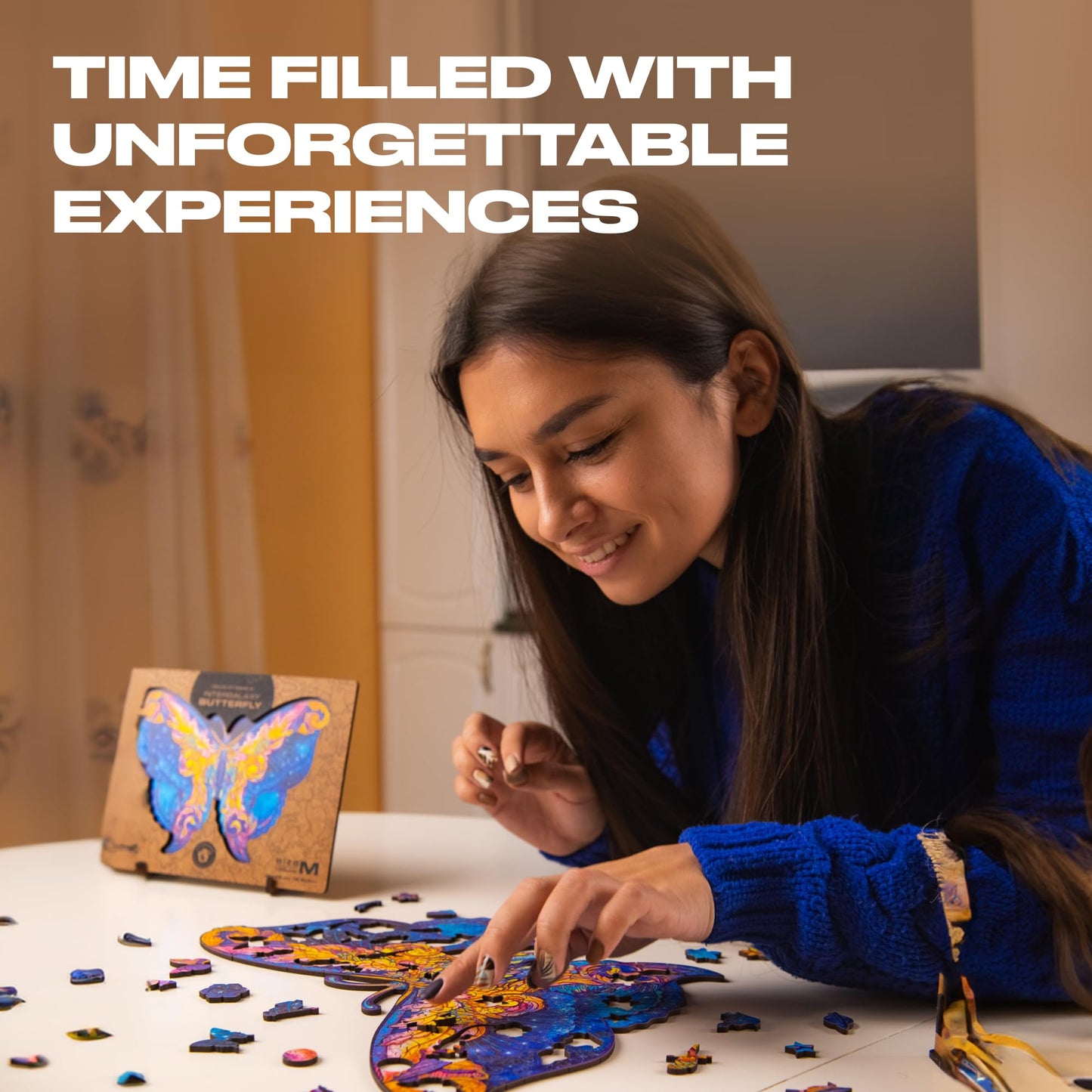 Unidragon Original Wooden Jigsaw Puzzles - Intergalaxy Butterfly, 108 Pcs, Small 9''X6.7'', Beautiful Gift Package, Unique Shape