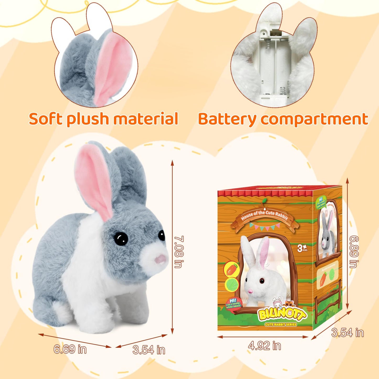 Bilinott Bunny Toys For Kids, Realistic Rabbit Toys With Jumping Action, Wiggling Ears, Twitching Mouth And Nose, Ideal Easter G