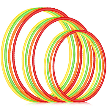 Syhood 12 Pcs Toy Color Hoop Plastic Detachable Adjustable Hoop Light Weight Exercise Fitness Equipment Toy Waist Ring for mature-themed Party  3 Sizes(Green  Pink  Yellow  Orange)