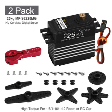 2Pack 25KG Digital Servo Motor High Torque RC Servo Full Metal Gear Waterproof with 25T Servo Arm for RC Car Crawler Robot Contr