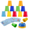 SEISSO Quick Stacking Cups Game - 30 Cups & 54 Cards, Medium Size, Plastic, Parent-Child Interactive Family Toy for Travel & Parties