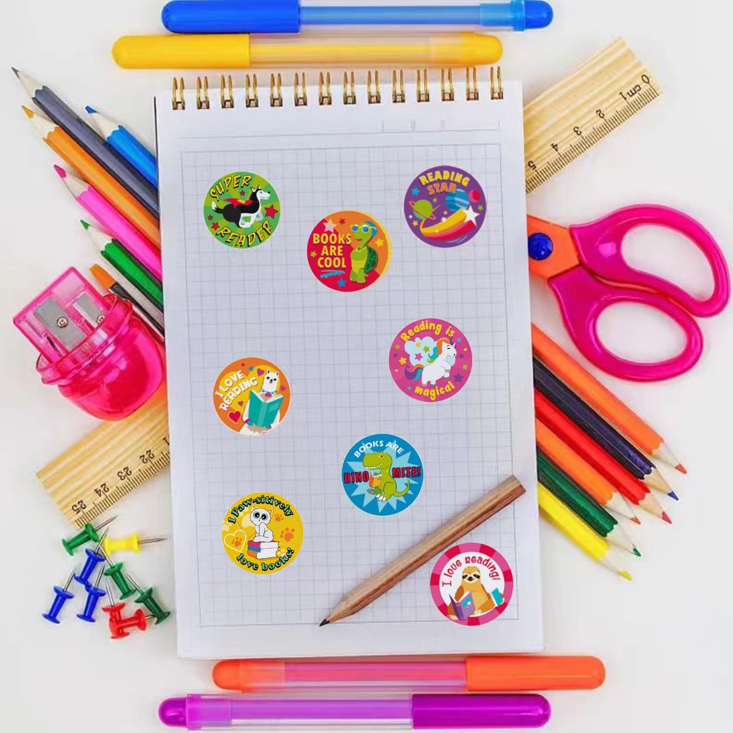 Reading Reward Stickers For Teachers,500 Stickers For Kids In 8 Designs,1 Inch School Stickers Pack,Motivational Incentive Stick